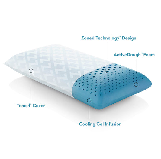 Zoned Active Dough® + Cooling Gel Pillow  Description 