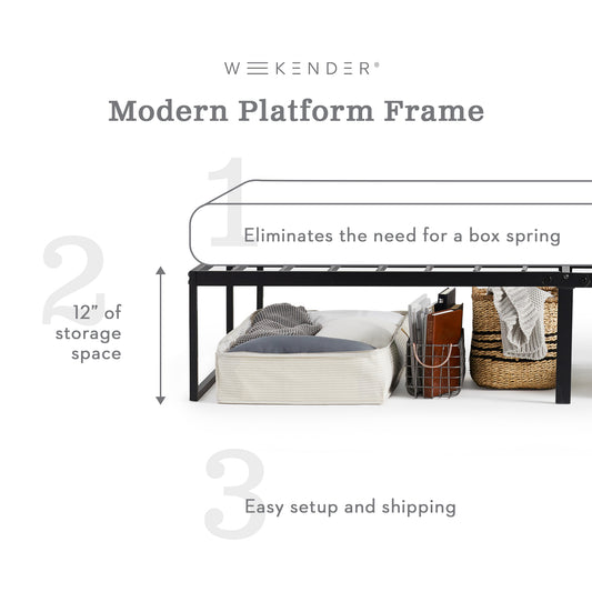Modern Platform Bed Frame with bedding accessories 